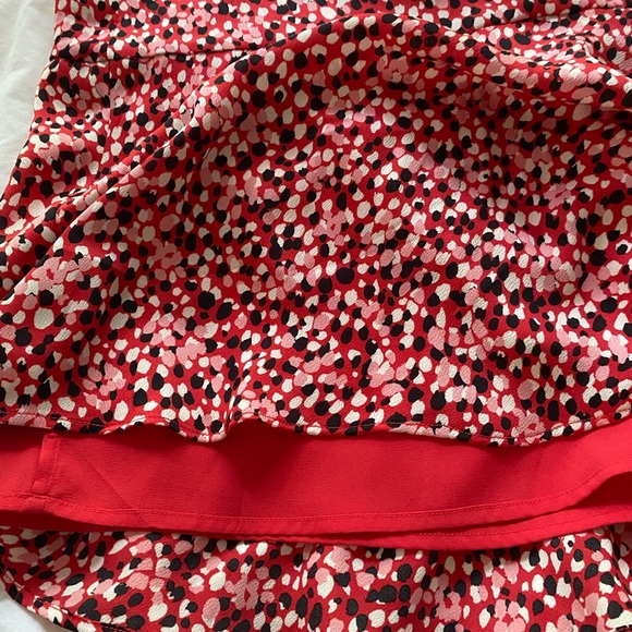 Talbots Skirt Ruffle Hem Pink Red Black Party Work size 14 - Picture 9 of 10